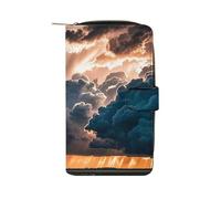 LPSADGF Animals Wallet with 12 Card Slots - PU Leather Long Clutch Purse, Zipper Coin Holder & ID Window, Lightweight Travel Cash Wallet, Magnificent rainstorm Cloud, 19.7x11x3.5cm, Modern