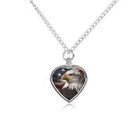 LPSADGF Bald Eagle US Flag Pictures Pet Cremation Jewelry for Ashes, Pet Urn Necklace Dog Cat Ashes Holder Memorial Locket Pendant with Long Chain, Cremation Urn Necklace for Pets Lovers