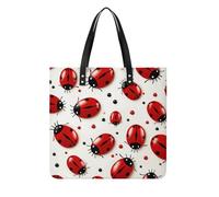 LPSADGF Ballerina Dance Tote Bags for Women Leather Handbag Makeup Bag with Magnetic Buckle Design Casual Bag, Red Ladybug, 39x39cm