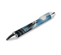 LPSADGF Ballpoint Pens 1 PCS, The White Wolf on The Rock Retractable Smooth Writing Pens with Quick-Drying Ink, Comfort Grip Office Black Pens for Everyday Use, Bulk Office Supplies for Professionals
