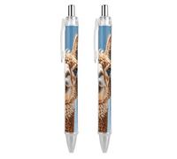LPSADGF Ballpoint Pens 2 PCS, Alpaca Llama Retractable Smooth Writing Pens with Quick-Drying Ink, Comfort Grip Office Black Pens for Everyday Use, Bulk Office Supplies for Professionals