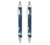 LPSADGF Ballpoint Pens 2 PCS, Black Light Fantasy Forest Retractable Smooth Writing Pens with Quick-Drying Ink, Comfort Grip Office Black Pens for Everyday Use, Bulk Office Supplies for Professionals