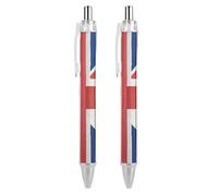 LPSADGF Ballpoint Pens 2 PCS, British Flag Retractable Smooth Writing Pens with Quick-Drying Ink, Comfort Grip Office Black Pens for Everyday Use, Bulk Office Supplies for Professionals