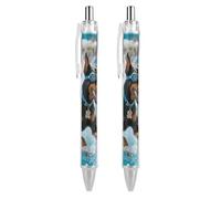 LPSADGF Ballpoint Pens 2 PCS, Doberman Pool Blitz Retractable Smooth Writing Pens with Quick-Drying Ink, Comfort Grip Office Black Pens for Everyday Use, Bulk Office Supplies for Professionals