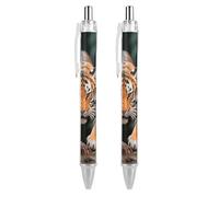 LPSADGF Ballpoint Pens 2 PCS, Fierce Tiger Retractable Smooth Writing Pens with Quick-Drying Ink, Comfort Grip Office Black Pens for Everyday Use, Bulk Office Supplies for Professionals