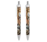 LPSADGF Ballpoint Pens 2 PCS, Fierce Tiger Retractable Smooth Writing Pens with Quick-Drying Ink, Comfort Grip Office Black Pens for Everyday Use, Bulk Office Supplies for Professionals