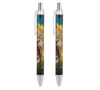 LPSADGF Ballpoint Pens 2 PCS, Fluorescent Lion Retractable Smooth Writing Pens with Quick-Drying Ink, Comfort Grip Office Black Pens for Everyday Use, Bulk Office Supplies for Professionals