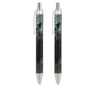 LPSADGF Ballpoint Pens 2 PCS, Forest Panther Retractable Smooth Writing Pens with Quick-Drying Ink, Comfort Grip Office Black Pens for Everyday Use, Bulk Office Supplies for Professionals