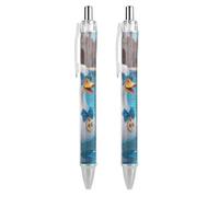 LPSADGF Ballpoint Pens 2 PCS, Goose Pool Grace Retractable Smooth Writing Pens with Quick-Drying Ink, Comfort Grip Office Black Pens for Everyday Use, Bulk Office Supplies for Professionals