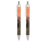 LPSADGF Ballpoint Pens 2 PCS, Lion on African Savannah Retractable Smooth Writing Pens with Quick-Drying Ink, Comfort Grip Office Black Pens for Everyday Use, Bulk Office Supplies for Professionals