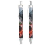 LPSADGF Ballpoint Pens 2 PCS, Lizard by Magma Lake Retractable Smooth Writing Pens with Quick-Drying Ink, Comfort Grip Office Black Pens for Everyday Use, Bulk Office Supplies for Professionals