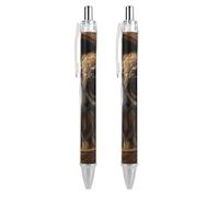 LPSADGF Ballpoint Pens 2 PCS, Owl Eyes Retractable Smooth Writing Pens with Quick-Drying Ink, Comfort Grip Office Black Pens for Everyday Use, Bulk Office Supplies for Professionals
