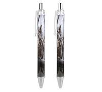 LPSADGF Ballpoint Pens 2 PCS, Owl on A Branch Retractable Smooth Writing Pens with Quick-Drying Ink, Comfort Grip Office Black Pens for Everyday Use, Bulk Office Supplies for Professionals