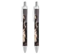 LPSADGF Ballpoint Pens 2 PCS, Pug Dogs Retractable Smooth Writing Pens with Quick-Drying Ink, Comfort Grip Office Black Pens for Everyday Use, Bulk Office Supplies for Professionals