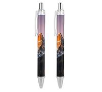 LPSADGF Ballpoint Pens 2 PCS, Rocky Mountains Retractable Smooth Writing Pens with Quick-Drying Ink, Comfort Grip Office Black Pens for Everyday Use, Bulk Office Supplies for Professionals