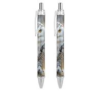LPSADGF Ballpoint Pens 2 PCS, Snow Owl Retractable Smooth Writing Pens with Quick-Drying Ink, Comfort Grip Office Black Pens for Everyday Use, Bulk Office Supplies for Professionals