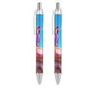 LPSADGF Ballpoint Pens 2 PCS, Talking Purple Parrot Retractable Smooth Writing Pens with Quick-Drying Ink, Comfort Grip Office Black Pens for Everyday Use, Bulk Office Supplies for Professionals