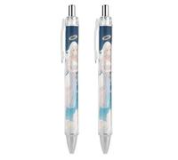 LPSADGF Ballpoint Pens 2 PCS, White - Haired Angel Retractable Smooth Writing Pens with Quick-Drying Ink, Comfort Grip Office Black Pens for Everyday Use, Bulk Office Supplies for Professionals
