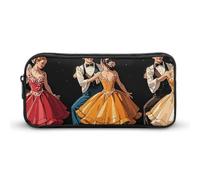 LPSADGF Ballroom Dance Small Pattern Pencil Pouch Large Capacity Pencil Case- Multi-Use Zippered Pen Organizer, Portable Makeup Bag & Travel Pouch for Office Stationery (8.7x4.7)