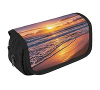 LPSADGF Beach Sunset Waves Large Pencil Case High Capacity Pencil Pouch Aesthetic Holder Box Storage Bag Desk Organizer Marker Pouch Pen for Supplies Makeup Bag & Daily Use