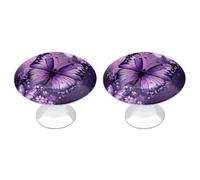 LPSADGF Beautiful Purple Butterfly Art Cabinet Knobs 2-Pack Stainless Steel Cabinet Pulls Vintage Drawer Pulls Handles for Kitchen Cabinets, Bathroom, Wardrobe Easy Install