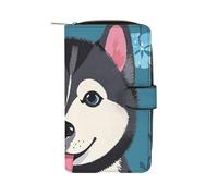 LPSADGF Bichon Frise Dog on The Grass Wallet with 12 Card Slots - PU Leather Long Clutch Purse, Zipper Coin Holder & ID Window, Lightweight Travel Cash Wallet, Husky Dog pattern, 19.7x11x3.5cm, Modern