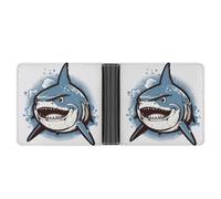 LPSADGF Bike Men's Wallet Leather Money Clip Slim Passcase With 6 Card Slots, 2 Hidden Pockets, Blue Shark Pictures, One size, Modern