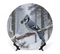 LPSADGF Birds on The Tree Decorative Plates Ceramic Decorative Plates for Display Bohemian Style Dinner Plate with Display Stand China Plate for Home Decoration 8inch