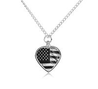 LPSADGF Black And White American Flag Pet Cremation Jewelry for Ashes, Pet Urn Necklace Dog Cat Ashes Holder Memorial Locket Pendant with Long Chain, Cremation Urn Necklace for Pets Lovers