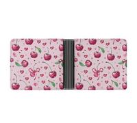 LPSADGF Black And White Cats Men's Wallet Leather Money Clip Slim Passcase With 6 Card Slots, 2 Hidden Pockets, Cherry and Heart Shape, One size, Modern