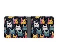 LPSADGF Black And White Cats Men's Wallet Leather Money Clip Slim Passcase With 6 Card Slots, 2 Hidden Pockets, Star Ear Cat, One size, Modern