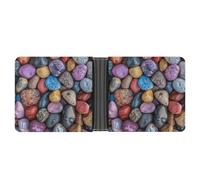 LPSADGF Black And White Cats Men's Wallet Leather Money Clip Slim Passcase With 6 Card Slots, 2 Hidden Pockets, Pebbles and Rocks, One size, Modern