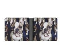 LPSADGF Black And White Cats Men's Wallet Leather Money Clip Slim Passcase With 6 Card Slots, 2 Hidden Pockets, Cute French Bulldog, One size, Modern