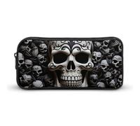 LPSADGF Black And White Skulls Pencil Pouch Large Capacity Pencil Case - Multi-Use Zippered Pen Organizer, Portable Makeup Bag & Travel Pouch for Office Stationery (8.7x4.7)