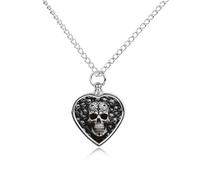 LPSADGF Black And White Skulls Pet Cremation Jewelry for Ashes, Pet Urn Necklace Dog Cat Ashes Holder Memorial Locket Pendant with Long Chain, Cremation Urn Necklace for Pets Lovers