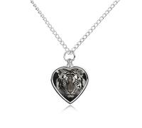 LPSADGF Black And White Tiger Pet Cremation Jewelry for Ashes, Pet Urn Necklace Dog Cat Ashes Holder Memorial Locket Pendant with Long Chain, Cremation Urn Necklace for Pets Lovers