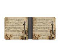 LPSADGF Black Arabian Horse Men's Wallet Leather Money Clip Slim Passcase With 6 Card Slots, 2 Hidden Pockets, Music Notes, One Size, Modern
