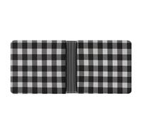 LPSADGF Black Arabian Horse Men's Wallet Leather Money Clip Slim Passcase With 6 Card Slots, 2 Hidden Pockets, Black and white plaid, One Size, Modern