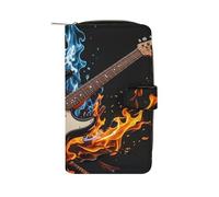 LPSADGF Black Crow on Full Moon Wallet with 12 Card Slots - PU Leather Long Clutch Purse, Zipper Coin Holder & ID Window, Lightweight Travel Cash Wallet, Electric Guitar Music, 19.7x11x3.5cm, Modern