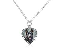 LPSADGF Black German Shepherd Dog Pet Cremation Jewelry for Ashes, Pet Urn Necklace Dog Cat Ashes Holder Memorial Locket Pendant with Long Chain, Cremation Urn Necklace for Pets Lovers