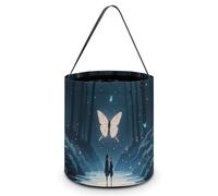 LPSADGF Black Light Fantasy Forest Halloween Tote Bags for Trick Or Treating - Large Capacity Candy Buckets with Handles