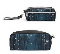 LPSADGF Black Light Fantasy Forest Pencil Case - Large Capacity Pencil Pouch with Double Compartments PU Leather Zippered Organizer Bag for Office & Travel | Water-Resistant Cosmetic Makeup Bag