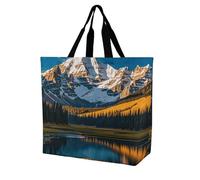 LPSADGF Black White And Red Roses Tote Bag for Women - Reusable Foldable Grocery Shopping Bag, Crossbody Shoulder Handbag, Rocky Mountain Range, 40x40x16cm