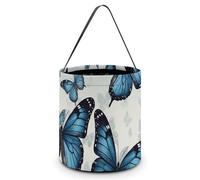 LPSADGF Blue Butterfly Halloween Tote Bags for Trick Or Treating - Large Capacity Candy Buckets with Handles