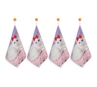 LPSADGF Blue-Eyed Cat Kitchen Hand Towels Absorbent Towels Quick-Drying Towel with Loop & Hook Soft Dish Cloths for Kitchen & Bathroom 4PCS