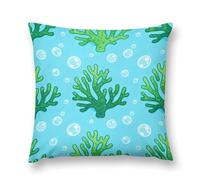 LPSADGF Blue Green Coral Throw Pillow Covers Farmhouse Cushion Cover Boho Plush Pillowcase Decorative Square Pillow Case for Couch Sofa Bed Living Room Home Decor 18 "x18