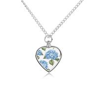 LPSADGF Blue Hydrangea Pattern Pet Cremation Jewelry for Ashes, Pet Urn Necklace Dog Cat Ashes Holder Memorial Locket Pendant with Long Chain, Cremation Urn Necklace for Pets Lovers