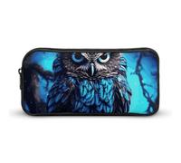 LPSADGF Blue Owl Pencil Pouch Large Capacity Pencil Case - Multi-Use Zippered Pen Organizer, Portable Makeup Bag & Travel Pouch for Office Stationery (8.7x4.7)