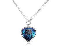 LPSADGF Blue Owl Pet Cremation Jewelry for Ashes, Pet Urn Necklace Dog Cat Ashes Holder Memorial Locket Pendant with Long Chain, Cremation Urn Necklace for Pets Lovers