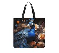 LPSADGF Blue Peacock Tote Bags for Women Leather Handbag Makeup Bag with Magnetic Buckle Design Casual Bag, Blue Peacock, 39x39cm